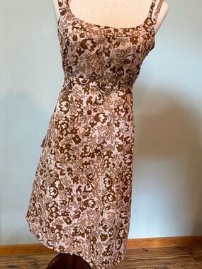 Odille Brown and light pink Floral Midi Dress
